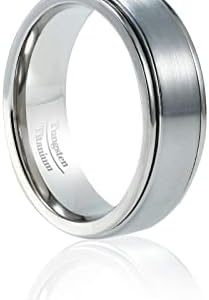 TGNEL Titanium Fidget Spinner Wedding Rings for Men & Women | 6mm Matte Brushed Comfort Fit | Anxiety Relief & Engagemen